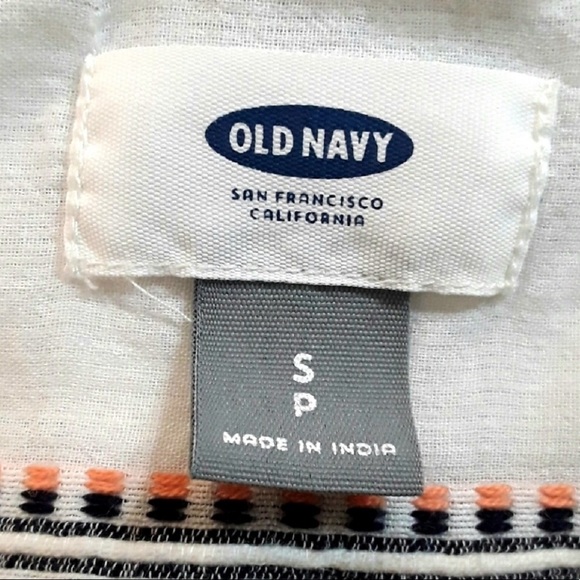 Old Navy Black and White Embroidered Striped Oversized Button Down Shirt size S - Picture 4 of 4